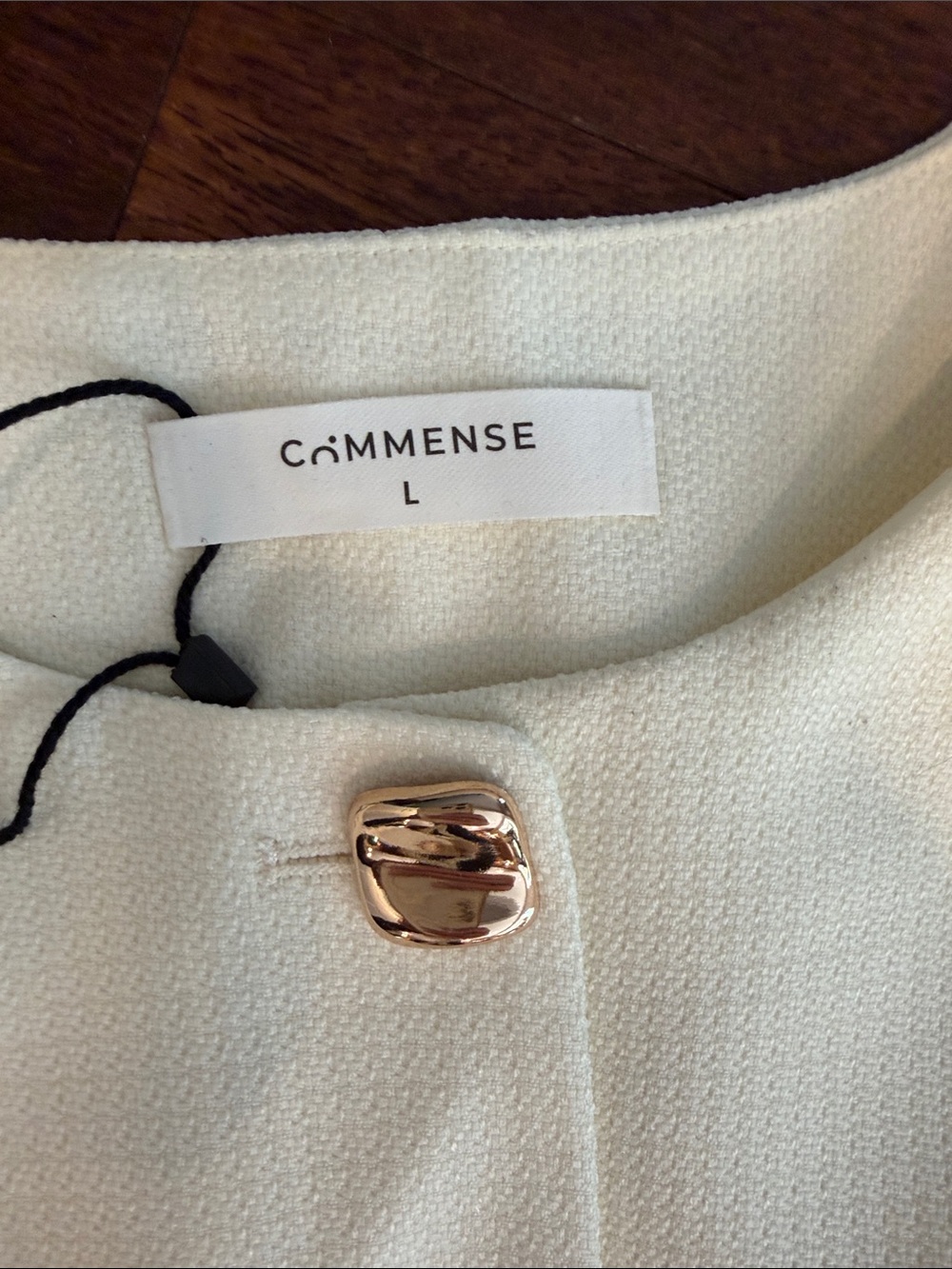 Commense Cream Textured Sleeveless Button Vest & Shorts Set - Picture 3 of 7